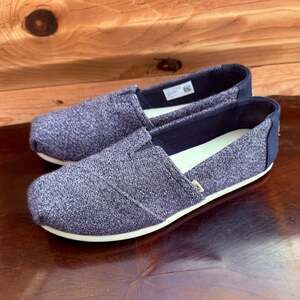 TOMS Women's Alpargata Slip-On Shoes Classic Navy Terry Cloth Marl Knit Size 7